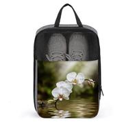 White Orchid in The Pond Shoe Bag Travel Shoe Organizer Water-Resistant Shoe Pouch with Zipper Sneaker Dust Bag, gray, One Size, Modern