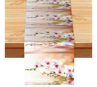 White Orchid In The Pond, Table Runner, Imitation Linen Table Runner For Home Party Dining Room 33x183 cm