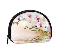 White Orchid in The Pond, Women's Storage Bag Shell Makeup Bag Small Coin Purse Shell Change Pouch