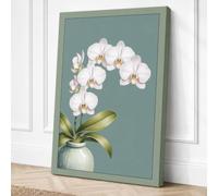 White Orchid Study Botanical Canvas Wall Art Print 30x20 Inch (76 x 51 cm)