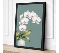 White Orchid Study Botanical Canvas Wall Art Print 30x20 Inch (76 x 51 cm)