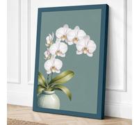 White Orchid Study Botanical Canvas Wall Art Print 30x20 Inch (76 x 51 cm)