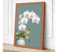 White Orchid Study Botanical Canvas Wall Art Print 30x20 Inch (76 x 51 cm)