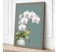 White Orchid Study Botanical Canvas Wall Art Print 30x20 Inch (76 x 51 cm)