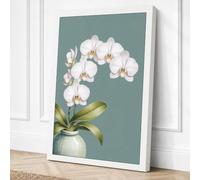 White Orchid Study Botanical Canvas Wall Art Print 30x20 Inch (76 x 51 cm)