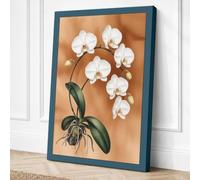 White Orchid Study Botanical Canvas Wall Art Print 30x20 Inch | Ready to Hang, Gallery Wrapped, Fade-Resistant Inks, Securely Packaged, UK Made