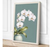 White Orchid Study Botanical Canvas Wall Art Print 30x20 Inch | Ready to Hang, Gallery Wrapped, Fade-Resistant Inks, Securely Packaged, UK Made