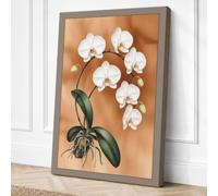 White Orchid Study Botanical Canvas Wall Art Print 30x20 Inch | Ready to Hang, Gallery Wrapped, Fade-Resistant Inks, Securely Packaged, UK Made