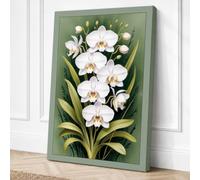 White Orchids Botanical Canvas Wall Art Print 36x24 Inch