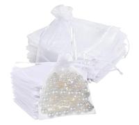 White Organza Gift Bags, 120 Pcs Small Organza Bags with Drawstring Small Favour Pouches for Wedding, Christmas, Festival Packing