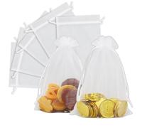 White Organza Gift Bags (20pcs), 13x18 cm Gauze Chiffon Wedding Bags With Drawstring