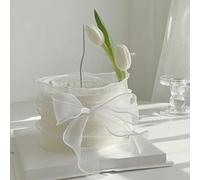 White Organza Ribbon for Gift Bouquet Wrapping Sheer Curly Ribbon with Wire Edged Decorative DIY Crafts Wrap Ribbon for Mother’s Day Birthday Wedding Party Valentine’s Day Flower Cake 40mm x 8 Meter