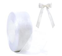 White Organza Ribbon for Gift Wrapping 25mmx50Yards Bouquet(White)