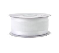White Organza Ribbon Two Striped Satin Edge 1-1/2 inch 25 Yards by BBCrafts