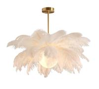 White Ostrich Feather Chandelier Hanging Light Fixture Feather Shade Ceiling Lamp Luxury Home Decor Elegant Pendant Lighting for Bedroom & Living Room (Style a 60CM)