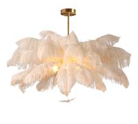 White Ostrich Feather Pendent Light Romantic and beautiful Chandelier Feather Lampshade Ceiling Lighting Fixture For Bedroom, Living Room