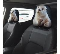 White Otter Car Seat Headrest Cover 2 PCS, Soft Stretchable Fabric Car Head Rest Protector Dustproof Removable Car Headrest Covers Universal Vehicle Accessories