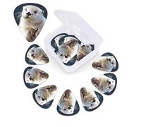 White Otter Print Guitar Picks 12 Pack Guitar Plectrums with Storage Box Bass Picks For Acoustic Guitar Bass Electric Ukulele Includes 0.46mm, 0.71mm, 0.96mm