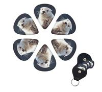 White Otter Print Guitar Picks 6 Pack Guitar Plectrums with Pick Holders Bass Picks For Acoustic Guitar Bass Electric Ukulele Includes 0.46mm, 0.71mm, 0.96mm