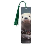 White Otter Print Wooden Bookmarks Tassel Bookmark Book Marks Reading Accessories,for Book Lovers Teachers