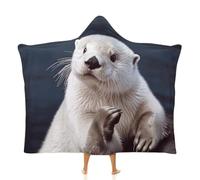 White Otter Wearable Blanket Hoodie Fleece Sweatshirt Blanket Oversized for Hands Free Comfort