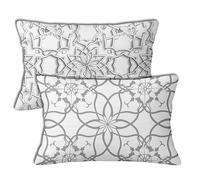 White Outdoor Cushions 50x60 cm Outdoor Waterproof Cushion Covers Mandala Pattern Double Sided Printing Linen Pillowcases Set of 2 Sofa Throw Pillow Case for Garden Furniture Chair Decor Gifts h-478