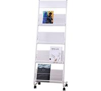 White Outdoor Floor Display Stand with 4 ket Mesh Brochure Holder L-Sd Liture Rack Space-Saving Menu Sto nizer t for Events and Promots