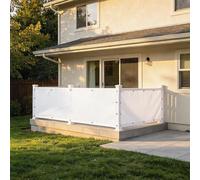 White Outdoor Privacy Panel 110x550 cm - Waterproof UV & Wind Protection Garden Shield with Clips & Cords Durable for Balcony & Patio