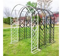 White Outdoor Rose Arbor Arch - 240cm Garden Pera Support for Climbing Plants Rustproof Iron Trellis Archway e Ele Patio Decor Outdoor Structure