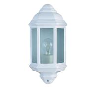 White Outdoor Single Lamp Traditional Flush Lantern Wall Light IP44