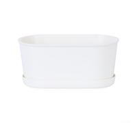 White Oval Herb With Drainage Tray Compact Plastic Space Saving | Lightweight plastic fits kitchen windowsills and balconies efficient tray for neat watering unified five piece display