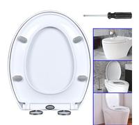White Oval Soft Close Toilet Seat - Heavy Duty & Universal Fit With Anti-Slam Hinges