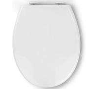 White Oval Soft Close Toilet Seat - Quick Release Top Fixing Loo Seat with Adjustable Hinges, Antibacterial Duroplast, 44x37 cm