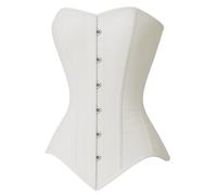 White Overbust Corset for Women - Double Steel Boned, Satin Bridal Bustier, Lace-Up Back, Waist Trainer, Gothic Vintage Lingerie Top (UK, Alpha, 3XL, Regular, Regular, Standard, White)