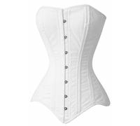 White Overbust Corset for Women - Double Steel Boned, Satin Bridal Bustier, Lace-Up Back, Waist Trainer, Gothic Vintage Lingerie Top (UK, Alpha, 7XL, Regular, Regular, Standard, White)