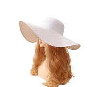 White Oversized Womens Sun Hat Wide Brim Summer Hat Foldable Roll up Large Floppy Beach Hats, Style, One Size (UK, Alpha, One Size, White)