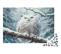 White Owl 1000 Piece Puzzle Games Premium & Durable for Adults Fun Puzzles for Creativity And Mindfulness Challenging Jigsaw Puzzles for Adults And Family for Stress Relief 1000pcs (75x50cm)