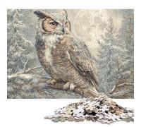White Owl 1000 Pieces Wooden Jigsaw Puzzle Adults Fun Decoration Toy Intellectual Game Stress Relief Education Game Relaxation And Intelligence 1000pcs (75x50cm)