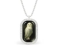 White Owl Dark And Gloomy Rectangle Pendant Necklace Silver Women Jewelry Alloy Keychain Tag Jewelry