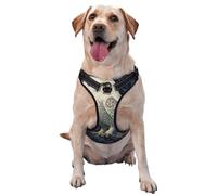 White Owl Dark Blue With Gold Floral No Pull Dog Harness Adjustable Reflective Oxford Easy Control Medium Large Dog Harness