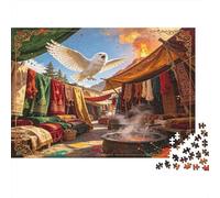 White Owl Flying Oriental Market 1000 Piece Jigsaw Puzzle Paper for Adults Traditional Bazaar Scene Relaxation Focus Family Home Gift nan