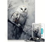 White Owl in Fog Jigsaw Puzzle 1000 Recall Fun Play Advanced Laser Cutting Tech Holiday Indoor Entertainment Toy (38x52cm)