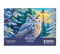 White Owl Jigsaw Puzzles 1000 Pieces Challenge Toy for Adults, Winter Snowy Forest Impossible Jigsaw Puzzles 1000 Piece Educational Games Home Decoration 52x38cm/1000pcs