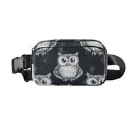 White Owl Pattern Trendy Fanny Pack Waist Bag for Men Women Small Crossbody Belt Bag with Adjustable Strap for Cycling Hiking Gym, White Owl Pattern, One Size