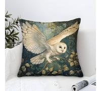 White Owl Pillow Cases Modern Art Decorative,Serene Forest Pattern Square Cushion Cases Soft Polyester Throw Pillow Cases for Living Room Sofa Couch Bed Pillowcases 50x50cm
