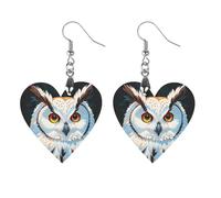 White Owl Wooden Earrings for Women, Vintage Elegant Wood Jewelry, Lightweight Earrings for Wedding, Party, Everyday Jewelry Gift, Love, Wood, wood