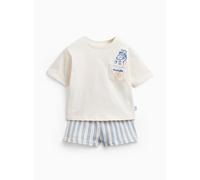 White Paddington Graphic T-Shirt & Stripe Shorts Set 9-12 months