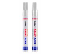 White Paint Markers, 2 Pack Oil-Based Waterproof Quick Dry Permanent Paint Pen Set for Tile, Rocks Painting, Wood, Plastic, Canvas, Glass, Mugs, Metal, Tire, Stone, DIY Craft, Grout