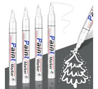 White Paint Pens Permanent Paint Markers, 4 Pack Oil Based Marker Pen, Quick Dry Waterproof Permanent Markers for Rocks Painting, Metal Plastic Wood, Ceramic Mug, Fabric Easter Egg