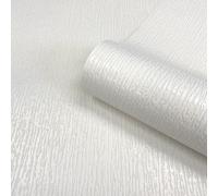 White Paintable Embossed Wallpaper Tree Bark Texture Glossy Finish